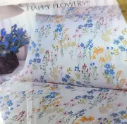Vintage Full Fitted Sheet Utica J.P. Stevens No Iron Percale Happy Flowers NIP