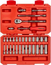 TEKTON 1/4 Inch Drive 6-Point Socket and Ratchet Set, 33-Piece (4-14 Mm) | SKT05