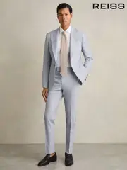Reiss Soft Blue Belmont Slim-Fit Suit Trousers With Wool (AP8516) | $360