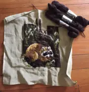 Pre-worked Needlepoint Tapestry Canvas & Yarn - Raccoon 18”x18”
