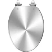 WHFEOIV9RE Elongated Toilet Seat Silver Resin Slow Quiet Close with Quick-Rel...