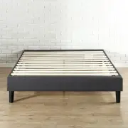 Zinus Curtis Fabric Ensemble Bed Base Upholstered Grey Frame Double Size