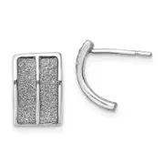Sterling Silver Rh-Plated Enamel Glitter Fabric Half Hoop Post Earring