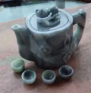 Video Black Natural A Jade jadeite Display Certified Flower Tea Pot 茶壶 440478 AM