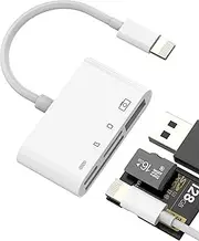 SD Card Reader Lightning (4 in 1) USB 3.0 Charger for iPhone 14 Pro Max for iPad Adapter External Memory TF Micro SD Card Photo Camera Transfer Files USB Stick for Apple Device Multiport