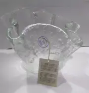 New Empoli Murano Ruffles Clear Art Glass Ruff like Droplets Inside 6.5"x10.5"