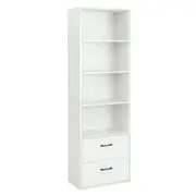 Costway Tall BookShelf Bookcase 4-Tier Display Cabinet Modern Storage Shelf w/2 Drawer Living Bedroom