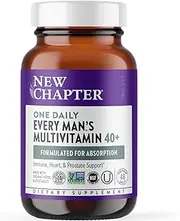 New Chapter Men's Multivitamin, Every Man's One Daily 40+ Fermented with Probiotics + Saw Palmetto + B Vitamins + Vitamin D3 + Organic Non-GMO Ingredients - 48 ct (Packaging May Vary)