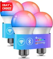 Smart Light Bulbs 4 Pack Alexa Google Home Compatible Color Changing LED 10W