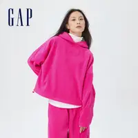 在飛比找蝦皮商城優惠-Gap 女裝 Logo寬鬆搖粒絨內襯帽T-玫紅色(50618