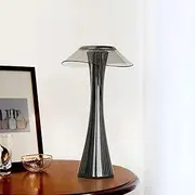 Cordless Table Lamp,LED Touch Lamp Rechargeable Desk Lamp with Stepless Dimming, Charging Completed Tip Light and 3 Colors, Portable Night Light for Indoor Outdoor (Black-2 Version)