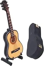 Mini Guitar Model,Wooden Desktop Musical Instrument Ornament with Stand and Storage Box As Gifts for Kids and Adult