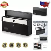 Durable Wall Mount Mailbox with Lock and Easy Installation - Black Finish