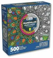 NEW Karmin Creations Mandalas 500 Pieces Puzzle Peacock Feathers Color-A-Puzzle