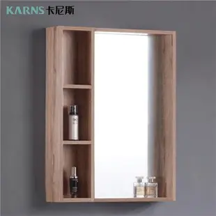 【CERAX 洗樂適衛浴】KARNS卡尼斯 60公分木紋防水發泡板鏡櫃(三層開放收納空間)(未含安裝)