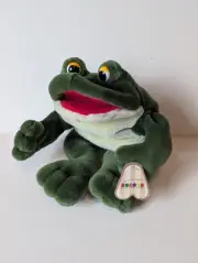 Aurora Rare Hand Puppet Green Frog Fergie Plush Animal 13” Toy New With Tag B14