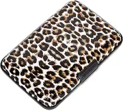 [HAPPYLIVE SHOPPING] Mini RFID Aluminum Wallet Slim Credit Card Case Business Cards Wallet Metal ID Case Credit Cards Holder for Women Men, Leopard, Rfid Wallet