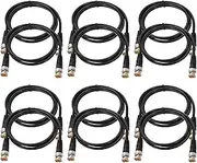uxcell Power Cable 6.56Ft, 12 Pcs 10mm x 13mm RCA Male to Male Pigtail Barrel Plug Connector Cable for CCTV Security Camera Lighting Power Adapter, Black