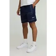 Mens Navy Elasticated Waist Relaxed Crinkle Nylon Striped Shorts