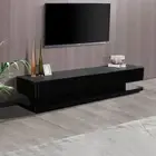 Suprilla Strong & Sturdy Construction High Gloss Tempt Glass Black TV Cabinet
