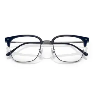 【RayBan】雷朋 木村拓哉同款 光學鏡框 眉框 方形框眼鏡 RX7216F 8210 53mm 藍/槍灰色
