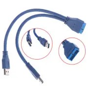 2 Port USB 3.0 Type A Male to 20 Pin Header Male Adapter Cable Cord JG_bf