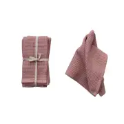 18 In. X 18 In. Putty Blush Pink Waffle Checkered Linen and Cotton Napkins (Set