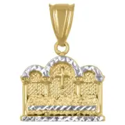14k Two-tone Gold Last Supper Religious Charm Pendant For Mens 2.2gm