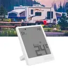 Auto RV Thermometer Humidity Meter LCD Digital Hygrometer Monitor With Time For