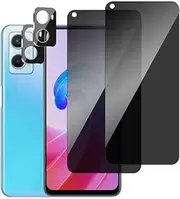 [chejuza] Privacy Screen Protector for OPPO A96 and Camera Film [2+2 Pack], 9H Hardness, Full Coverage, Anti-Spy Tempered Glass, HD Screen Protector