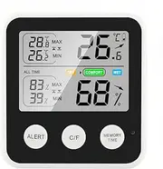 Lancoon Digital LCD Thermometer Hygrometer with Large Display Temperature Humidity Magnetic ° C/° F Comfort Indicator Over Limit Alarm Battery for Indoor Home Nursery