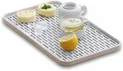 Bonilve Drain Board for Kitchen Counter, Dish Drain Tray 2 Tier Non Slip Serving Tray-White, Large Kitchen Dish Drying Rack with Drainboard Perfect for Sink, Coffee Table, Outdoor(8.85W x 15.35L)