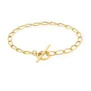 Zamel's 9ct Yellow Gold Silver Filled Oval Curb T-bar Bracelet Jewellery