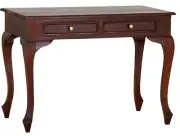 STEWART SOLID MAHOGANY TIMBER WRITING DESK HOME OFFICE DESK CONSOLE 2-DRAWERS