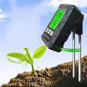 Soil Moisture Meter, LCD Humidity Meter Nutrient Water Tester, Soil pH Meter with Backlight LCD Screen for Fertility,Temperature,Light,PH,Soil Moisture and Ambient Humidity(No AA Battery)