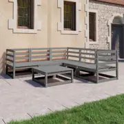 6 Piece Garden Lounge Set Grey Solid Pinewood vidaXL