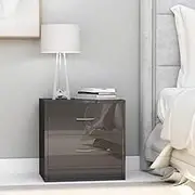 High Gloss Grey Bedside Tables for Bedroom, Nightstand Set with Drawers, Engineered Wood, Living Room Furniture Storage, 40x30x40 cm - 2 pcs