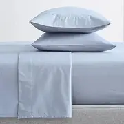 Renee Taylor Double Sheet/Pillowcases Set 300TC Organic Cotton Bedding Baby Blue