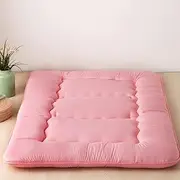 Japanese Futon Mattresses Thicken Floor Mattress with Washable Cover,Roll Up Sleeping Pad Suitable for Camping/Road Trip/Guest Room/Dormitory Bedroom,Pink,Queen/150x200cm