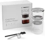 SOULONG Cold Brew Coffee Maker, 300ml Ice Drip Coffee Brewer Cold Drip Coffee Machine with High Borosilicate Glass 304 Stainless Steel for Home Office Travel