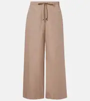 ['S Max Mara] 'S Max Mara Auero cotton poplin wide-leg pants UK 12 beige
