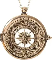Compass 4X Magnifier Magnifying Glass Sliding Top Magnet Pendant Necklace, 30"