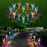10/20pcs Solar LED Lights Outdoor Stainless Steel Stick Lights with Color Changing Automatic Switch Suitable for Garden Driveway Lawn Christmas Halloween Outdo