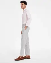 Bar Iii Men Slim fit Dress Pants 29 / 30 Light Grey Plaid