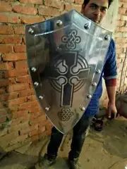 28" Medieval Knight Templar Crusader Metal Shield Amour Battle Read