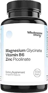 Zinc Picolinate + Magnesium Glycinate + Vitamin B6 by Wholesome Story | 60 Vegetarian Capsules | 30-Day Supply | Support for Immune System, Brain Function, Reproductive Health, Hormonal Balance, PCOS