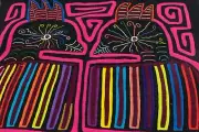 Kuna Indian Hand Sewn Pink Partridge Mola Panama