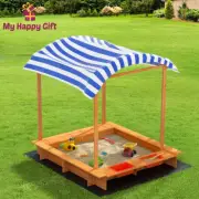 Keezi Kids Sandpit Outdoor Toys Wooden Large Sand Pit Water Box Canopy 149cm