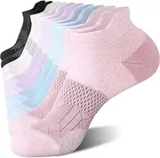 [FITRELL] 5-6 Pairs Ankle Socks for Women Athletic Cotton Cushioned Running Low Cut Tab Sports Socks