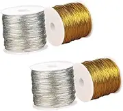 Gadpiparty 4pcs Tag Rope Beaded Line Beading Twine for Wrapping Thick DIY Sewing Craft Gold Hanging Cords Cord for Jewelry Making Thread Decorative Shiny Macrame Wire for Baubles Jewelry Cord